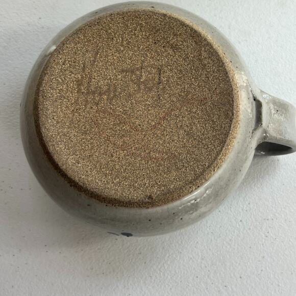 Studio Art Pottery Handmade Soup Bowl Handled Blue Striped Signed 5" X 3" - Picture 9 of 16